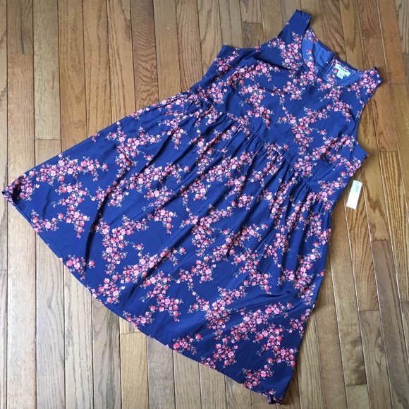 NEW! {Old Navy} Blue Floral Dress Large - Picture 1 of 5